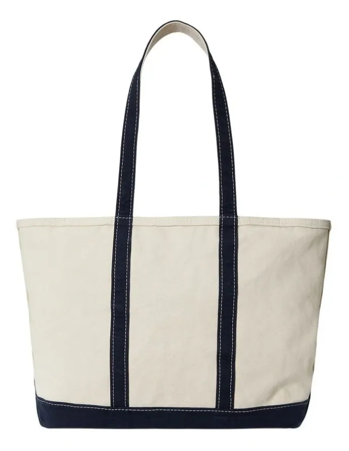 Polo Ralph Lauren Logo Canvas Medium Tote Bag in Natural