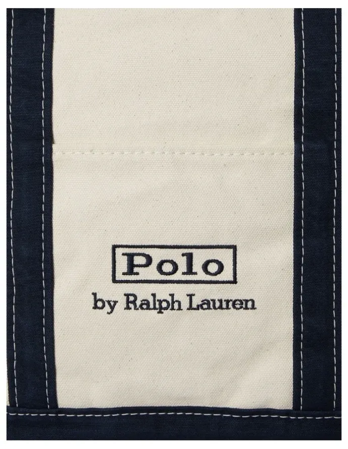 Polo Ralph Lauren Logo Canvas Medium Tote Bag in Natural
