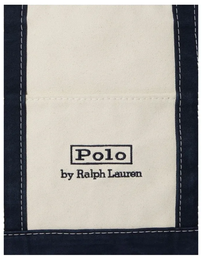 Polo Ralph Lauren Logo Canvas Small Tote Bag in Natural