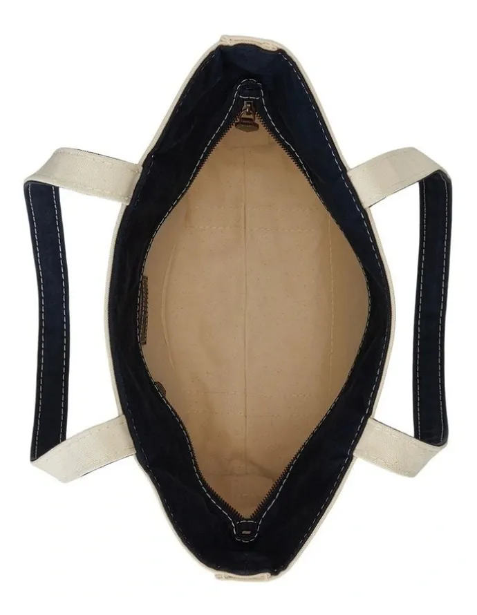 Polo Ralph Lauren Logo Canvas Small Tote Bag in Natural
