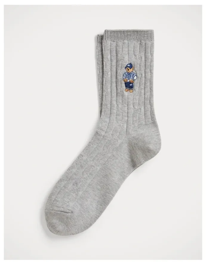 Polo Ralph Lauren Polo Bear Cable-Knit Half-Crew Socks