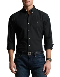 Polo Ralph Lauren Slim Fit Stretch Poplin Shirt in Black