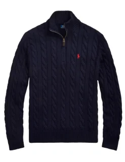 Polo Ralph Lauren Cable-Knit Cotton Quarter-Zip Sweater