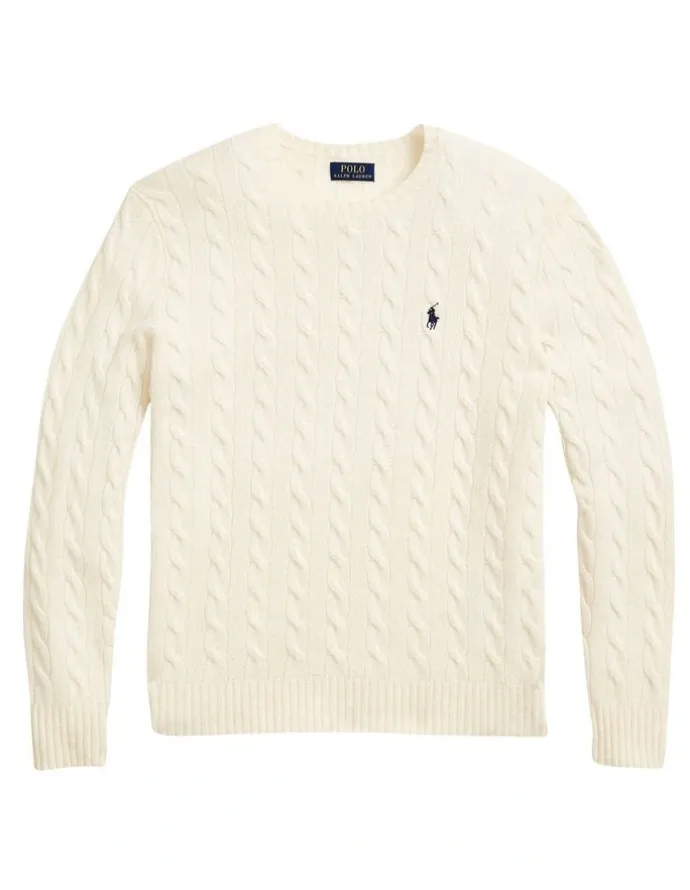 Polo Ralph Lauren Cable-Knit Wool-Cashmere Sweater in Natural