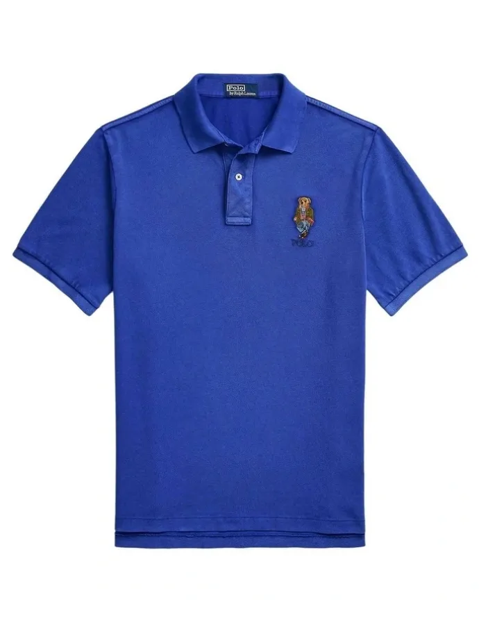 Polo Ralph Lauren Classic Fit Polo Bear Mesh Polo Shirt in Blue