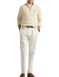 Polo Ralph Lauren Cotton Quarter-Zip Sweater in Natural