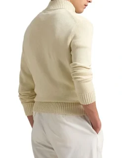 Polo Ralph Lauren Cotton Quarter-Zip Sweater in Natural