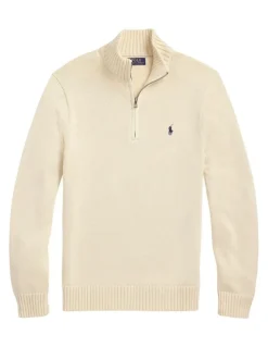 Polo Ralph Lauren Cotton Quarter-Zip Sweater in Natural