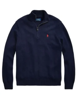Polo Ralph Lauren Cotton Quarter-Zip Sweater in Blue