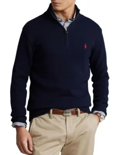 Polo Ralph Lauren Cotton Quarter-Zip Sweater in Blue