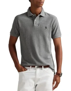 Polo Ralph Lauren Custom Slim Fit Mesh Polo Shirt in Grey