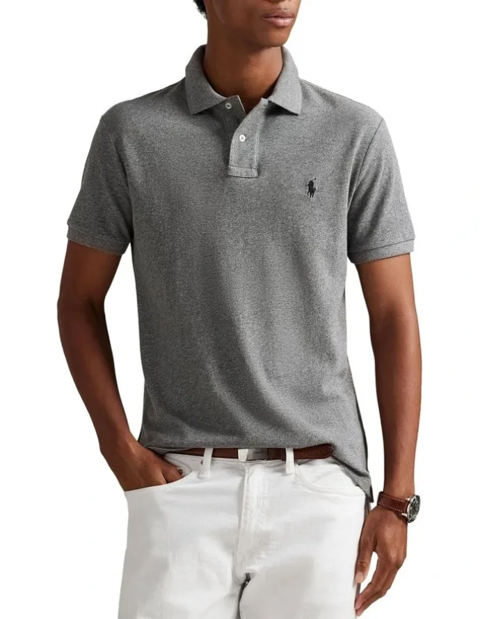 Polo Ralph Lauren Custom Slim Fit Mesh Polo Shirt in Grey