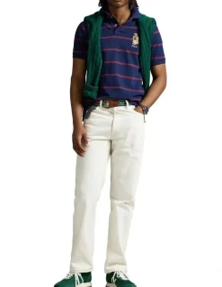 Polo Ralph Lauren Custom Slim Fit Bear Mesh Polo Shirt in Blue