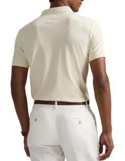 Polo Ralph Lauren Custom Slim Fit Stretch Mesh Polo Shirt in Natural