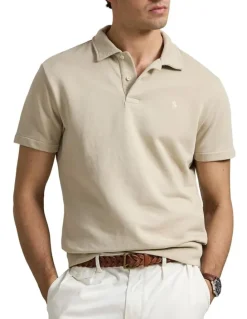 Polo Ralph Lauren Loopback Fleece Polo Shirt in Beige