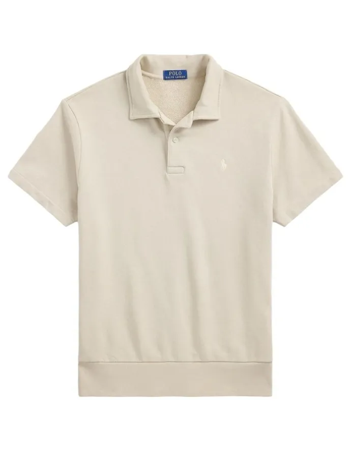 Polo Ralph Lauren Loopback Fleece Polo Shirt in Beige