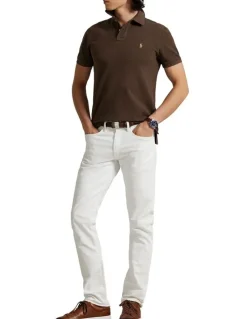 Polo Ralph Lauren The Iconic Custom Slim Fit Mesh Polo in Brown
