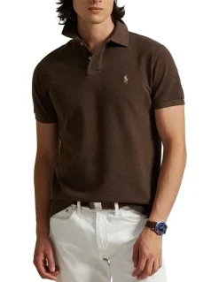Polo Ralph Lauren The Iconic Custom Slim Fit Mesh Polo in Brown