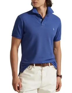 Polo Ralph Lauren The Iconic Custom Slim Fit Mesh Polo in Blue