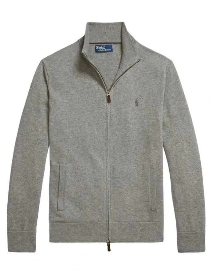 Polo Ralph Lauren Wool Full-Zip Sweater in Grey