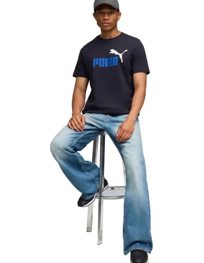 Puma Ess 2 Color No.1 Logo Tee in Blue