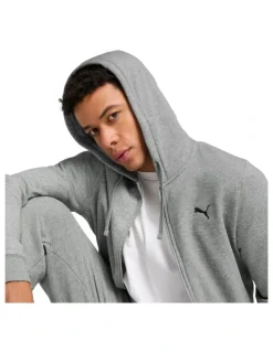Puma Ess Full Zip Hooded Fleece Jacket in Grey
