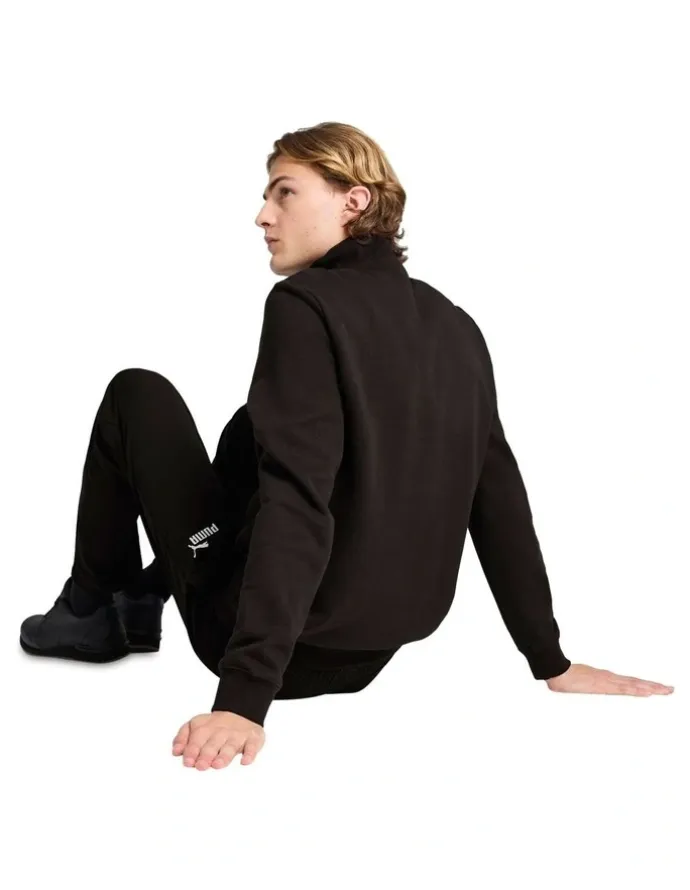 Puma Ess No. 1 Logo Half Zip Sweat Top in Black