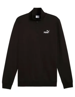 Puma Ess No. 1 Logo Half Zip Sweat Top in Black