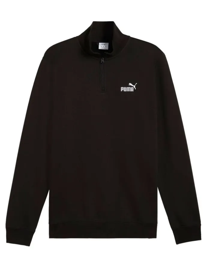 Puma Ess No. 1 Logo Half Zip Sweat Top in Black
