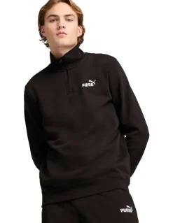 Puma Ess No. 1 Logo Half Zip Sweat Top in Black