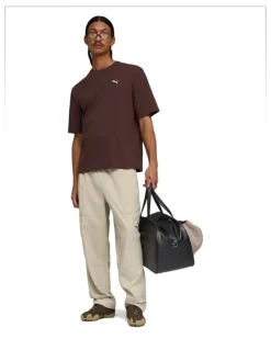 Puma Wardrobe Ess Boxy Tee in Brown