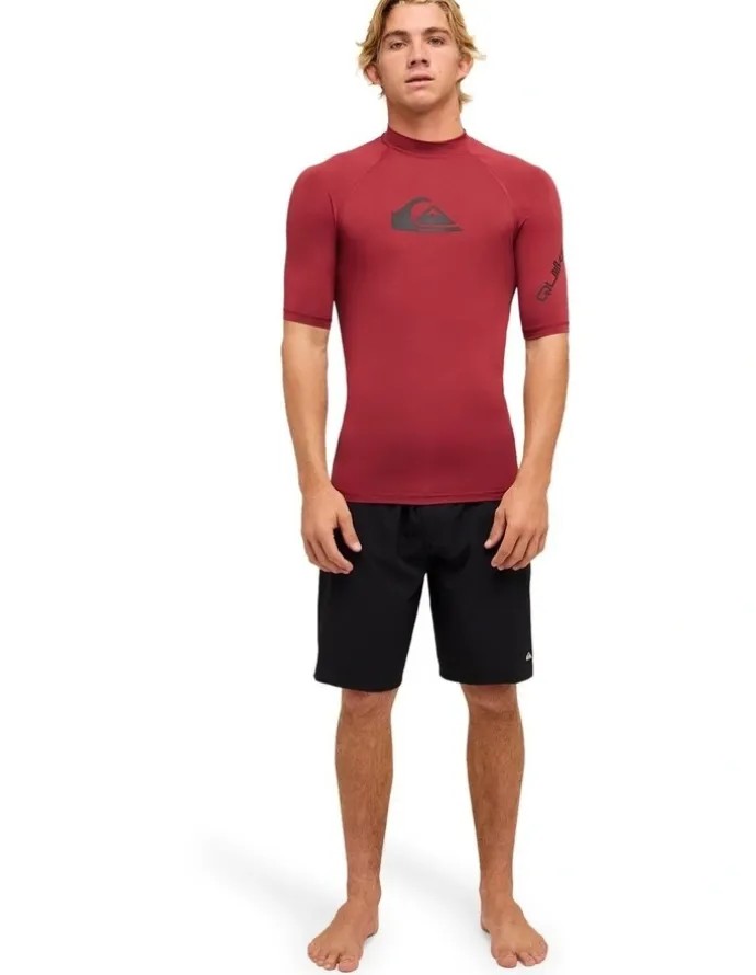 Quiksilver All Time Short Sleeve Rash Vest Burnt Russet