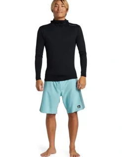 Quiksilver Highline Hooded Long Sleeve Rash Vest in Black