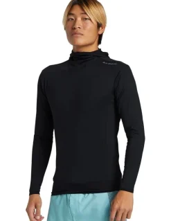 Quiksilver Highline Hooded Long Sleeve Rash Vest in Black