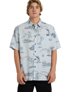 Quiksilver Ocean Short Sleeve Shirt In Grey Violet