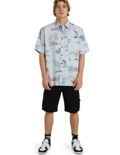 Quiksilver Ocean Short Sleeve Shirt In Grey Violet
