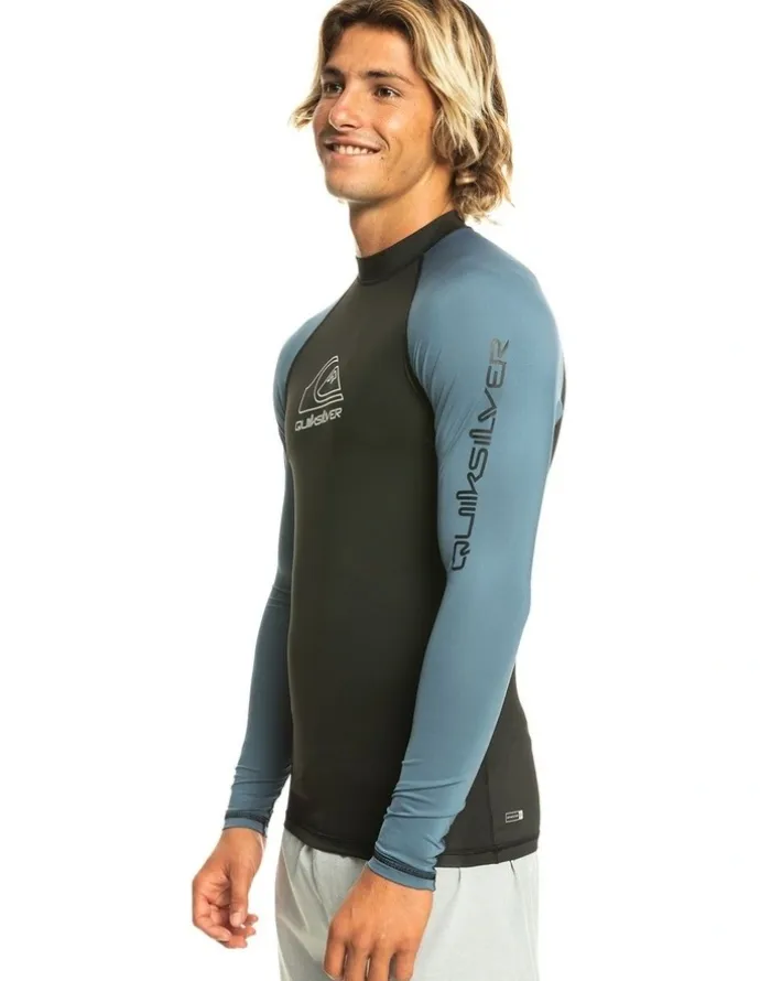 Quiksilver On Tour Apac Long Sleeve UPF 50 Rash Vest Swimwear in Bering Sea