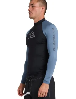 Quiksilver On Tour Long Sleeve Rash Vest in Blue