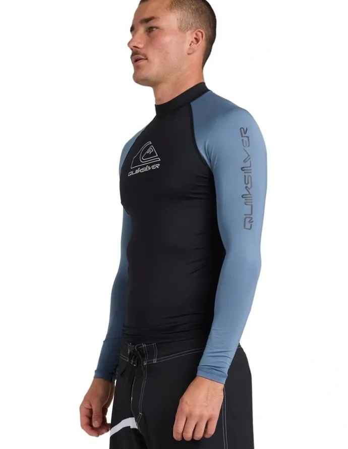 Quiksilver On Tour Long Sleeve Rash Vest in Blue
