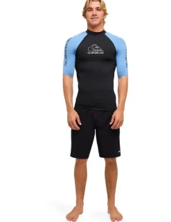 Quiksilver On Tour Short Sleeve Rash Vest in Blue