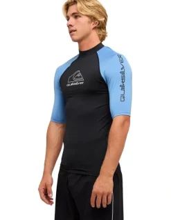 Quiksilver On Tour Short Sleeve Rash Vest in Blue