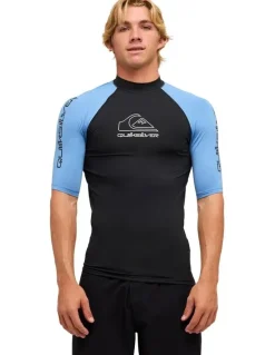 Quiksilver On Tour Short Sleeve Rash Vest in Blue