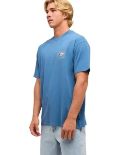 Quiksilver Retro Lock Up T-Shirt In Blue Horizon