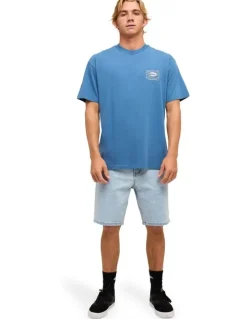 Quiksilver Retro Lock Up T-Shirt In Blue Horizon