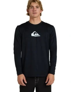 Quiksilver Solid Streak Long Sleeve Surf T-shirt in Black