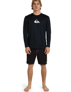 Quiksilver Solid Streak Long Sleeve Surf T-shirt in Black