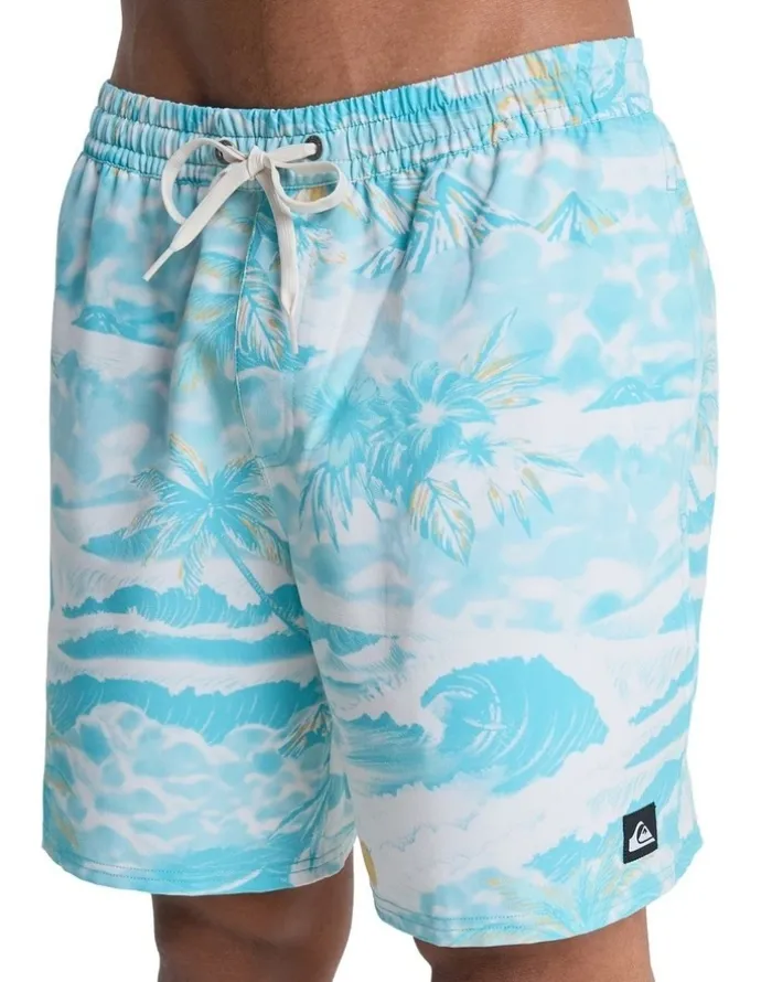 Quiksilver Stretch Printed Volley 17 Swim Shorts Aqua Sundown