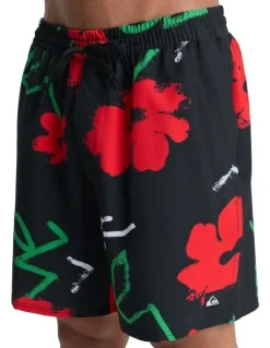 Quiksilver Stretch Printed Volley 17 Swim Shorts Black Street Floral