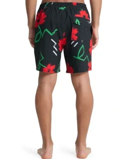 Quiksilver Stretch Printed Volley 17 Swim Shorts Black Street Floral