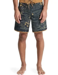 Quiksilver Surfsilk Scallop 18 Boardshorts Black Sundown